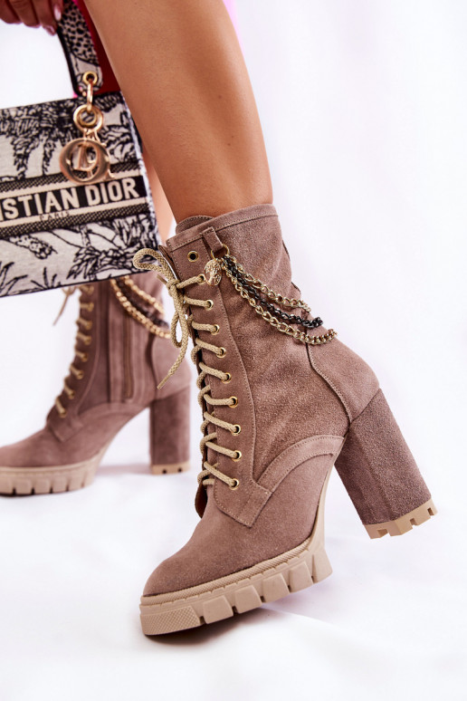 Zomšiniai batai su raišteliais LeĮskis Shoes 3244/G smėlio spalvos Zomšiniai batai su raišteliais LeĮskis Shoes 3244/G smėlio spalvos