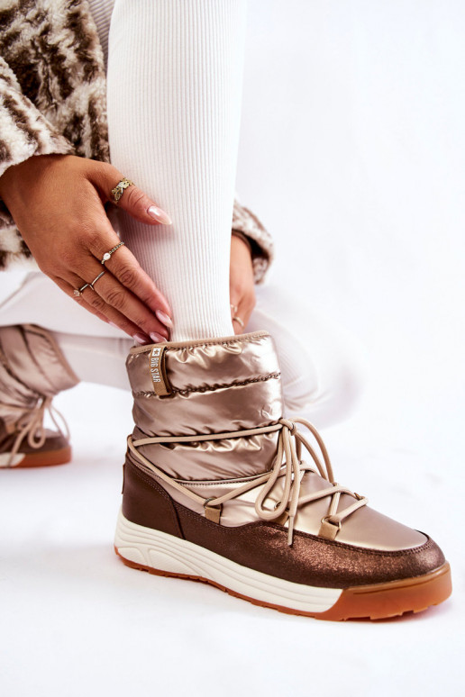 Moteriškas sniego batai Memory Foam Big Star KK274276 aukso-rudos spalvos Moteriškas sniego batai Memory Foam Big Star KK274276 aukso-rudos spalvos