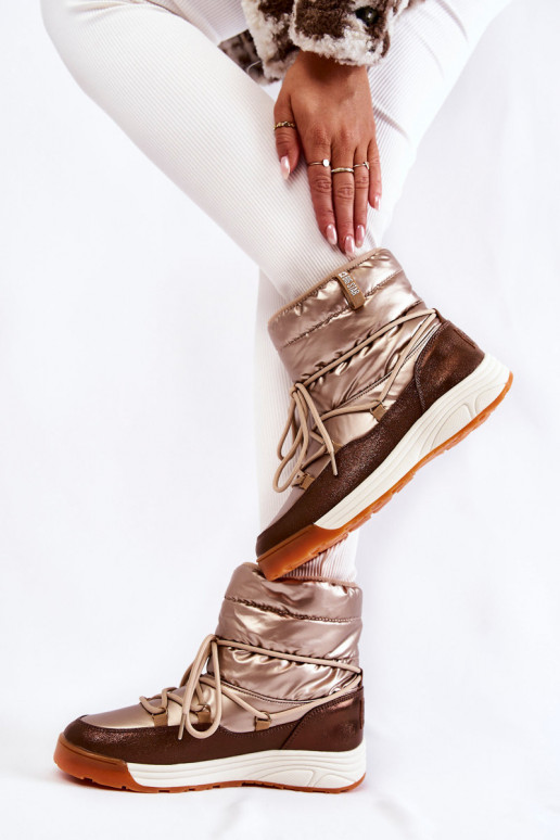 Moteriškas sniego batai Memory Foam Big Star KK274276 aukso-rudos spalvos Moteriškas sniego batai Memory Foam Big Star KK274276 aukso-rudos spalvos