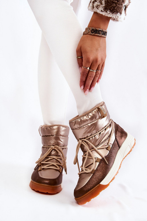 Moteriškas sniego batai Memory Foam Big Star KK274276 aukso-rudos spalvos Moteriškas sniego batai Memory Foam Big Star KK274276 aukso-rudos spalvos