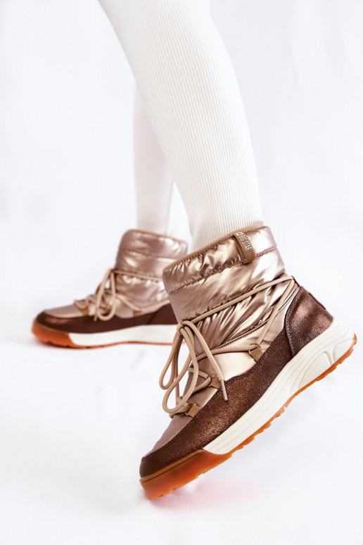 Moteriškas sniego batai Memory Foam Big Star KK274276 aukso-rudos spalvos Moteriškas sniego batai Memory Foam Big Star KK274276 aukso-rudos spalvos