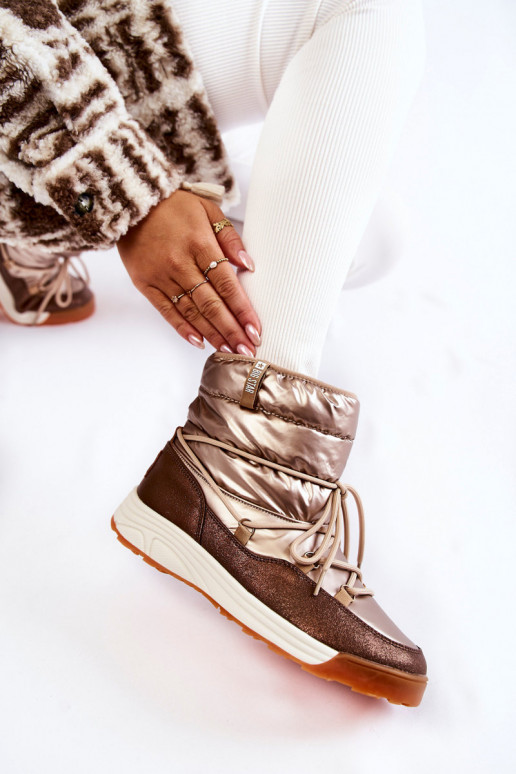 Moteriškas sniego batai Memory Foam Big Star KK274276 aukso-rudos spalvos Moteriškas sniego batai Memory Foam Big Star KK274276 aukso-rudos spalvos