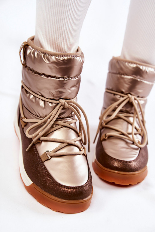 Moteriškas sniego batai Memory Foam Big Star KK274276 aukso-rudos spalvos Moteriškas sniego batai Memory Foam Big Star KK274276 aukso-rudos spalvos