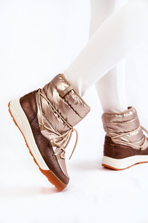 Moteriškas sniego batai Memory Foam Big Star KK274276 aukso-rudos spalvos Moteriškas sniego batai Memory Foam Big Star KK274276 aukso-rudos spalvos