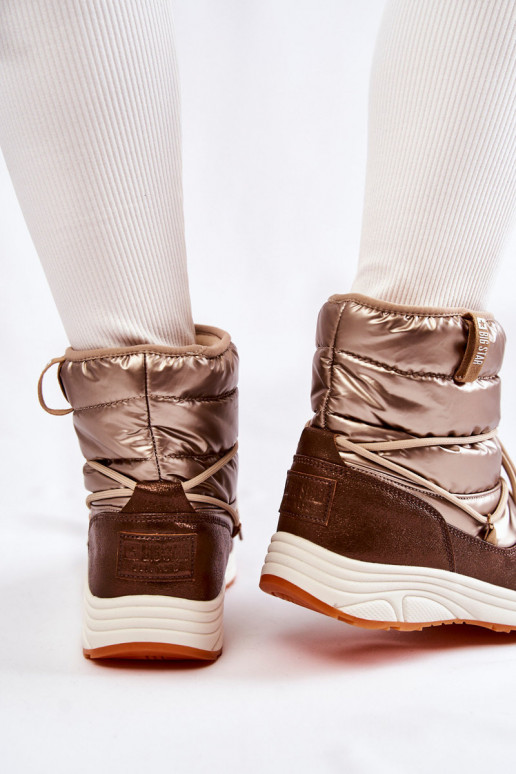 Moteriškas sniego batai Memory Foam Big Star KK274276 aukso-rudos spalvos Moteriškas sniego batai Memory Foam Big Star KK274276 aukso-rudos spalvos