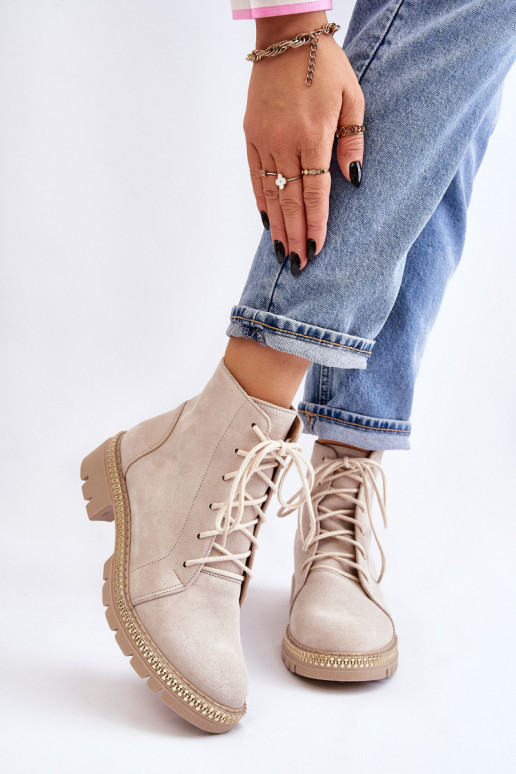 Aulinukai su plačiais kulniukais LeĮskis Shoes 3285 dramblio kaulo spalvos Aulinukai su plačiais kulniukais LeĮskis Shoes 3285 dramblio kaulo spalvos