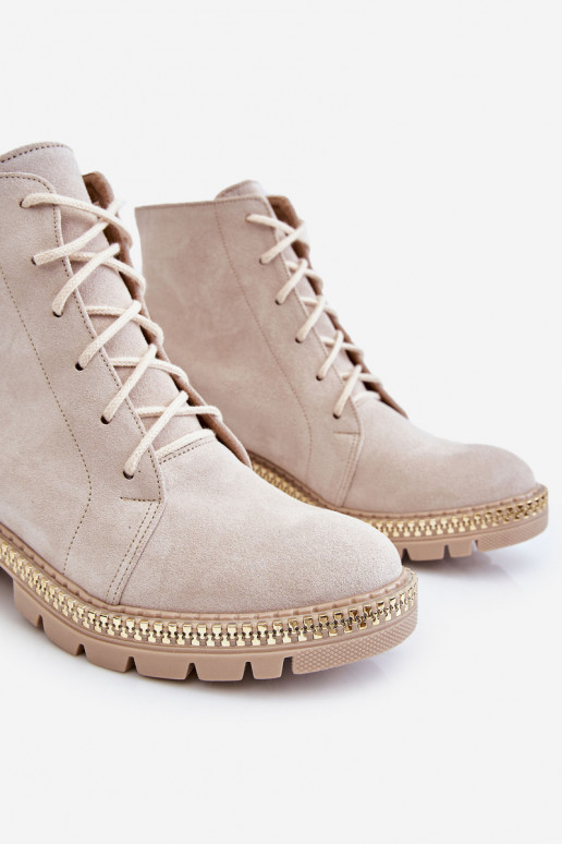 Aulinukai su plačiais kulniukais LeĮskis Shoes 3285 dramblio kaulo spalvos Aulinukai su plačiais kulniukais LeĮskis Shoes 3285 dramblio kaulo spalvos