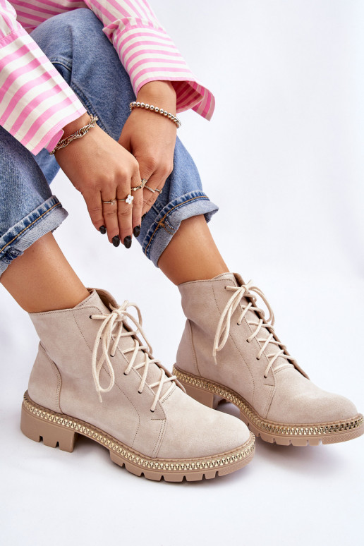 Aulinukai su plačiais kulniukais LeĮskis Shoes 3285 dramblio kaulo spalvos Aulinukai su plačiais kulniukais LeĮskis Shoes 3285 dramblio kaulo spalvos