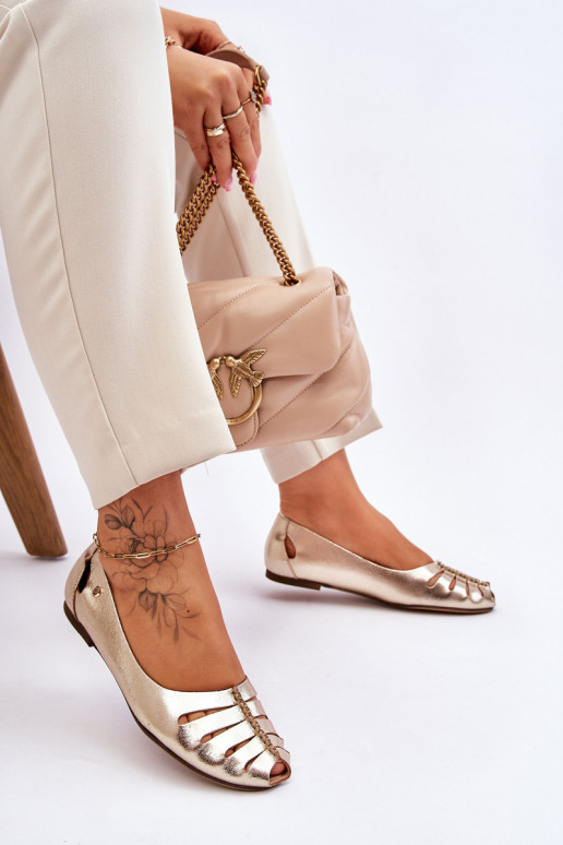 Zazoo 10009 Patogios natūralios odos balerinos Moteriškas aukso spalvos Zazoo 10009 Patogios natūralios odos balerinos Moteriškas aukso spalvos