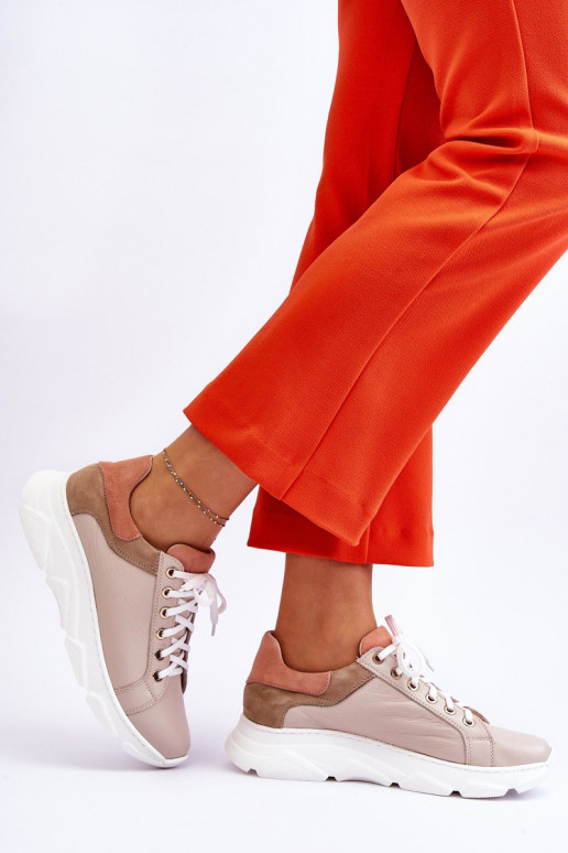 Patogus Oda sportiniai bateliai su platforma smėlio spalvos Alisane Patogus Oda sportiniai bateliai su platforma smėlio spalvos Alisane