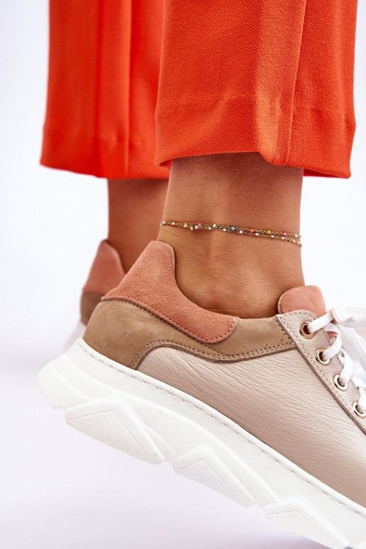 Patogus Oda sportiniai bateliai su platforma smėlio spalvos Alisane Patogus Oda sportiniai bateliai su platforma smėlio spalvos Alisane