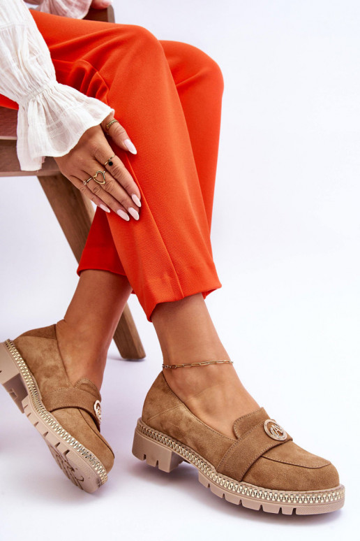 Elegantiško stiliaus Zomšiniai mokasinai smėlio spalvos Laverne