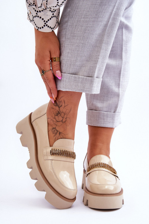 Tai turidingi Mokasinai su platforma su ornamentais Laura Messi 2600 smėlio spalvos Tai turidingi Mokasinai su platforma su ornamentais Laura Messi 2600 smėlio spalvos