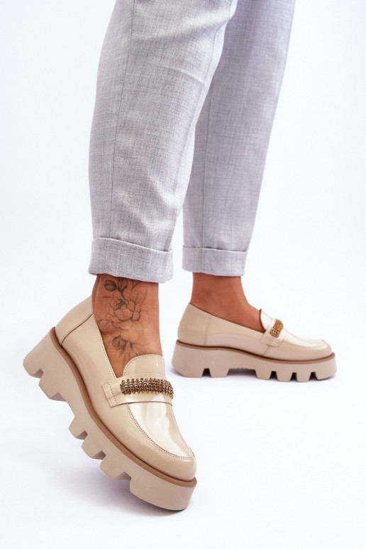 Tai turidingi Mokasinai su platforma su ornamentais Laura Messi 2600 smėlio spalvos Tai turidingi Mokasinai su platforma su ornamentais Laura Messi 2600 smėlio spalvos