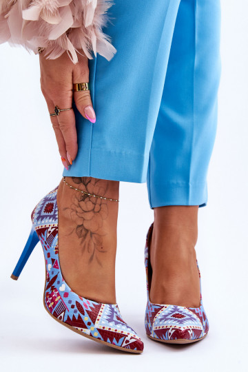 Tai turidingi Oda aukštakulniai bateliai LeĮskis Shoes 2659 žydros-raudonos spalvos