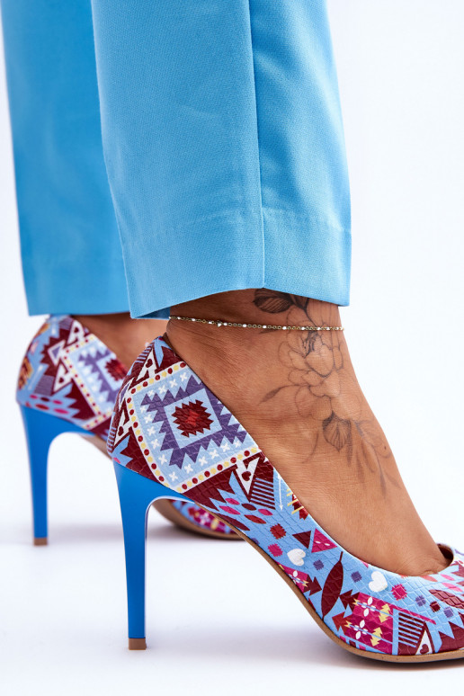 Tai turidingi Oda aukštakulniai bateliai LeĮskis Shoes 2659 žydros-raudonos spalvos