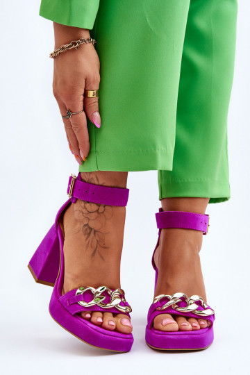 Moteriškas Zomšinės basutės Ant masyvių kulnų LeĮskis Shoes 3207 rožinės spalvos