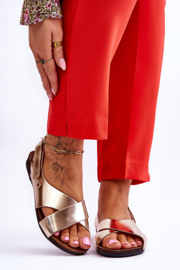 Zazoo 40141 Moteriškos basutės su lipniais užsegimais aukso spalvos