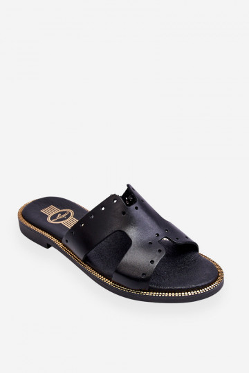 Zazoo 40326 Moteriškas Šlepetės Su dekoratyviniais išpjovomis juodos spalvos