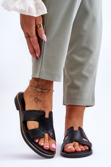 Zazoo 40326 Moteriškas Šlepetės Su dekoratyviniais išpjovomis juodos spalvos 2