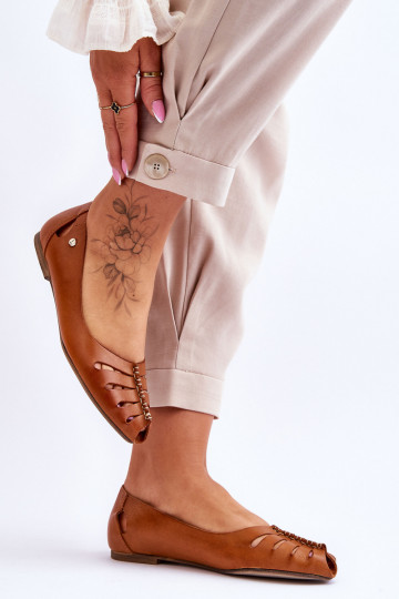 Zazoo 10009 Patogios natūralios odos balerinos Moteriškas rudos spalvos 2