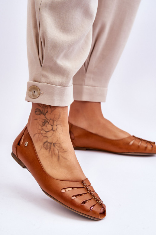 Zazoo 10009 Patogios natūralios odos balerinos Moteriškas rudos spalvos Zazoo 10009 Patogios natūralios odos balerinos Moteriškas rudos spalvos