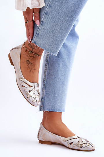 Moteriškas Balerinos Tai turiciejka 01358-22 smėlio spalvos-aukso spalvos 2