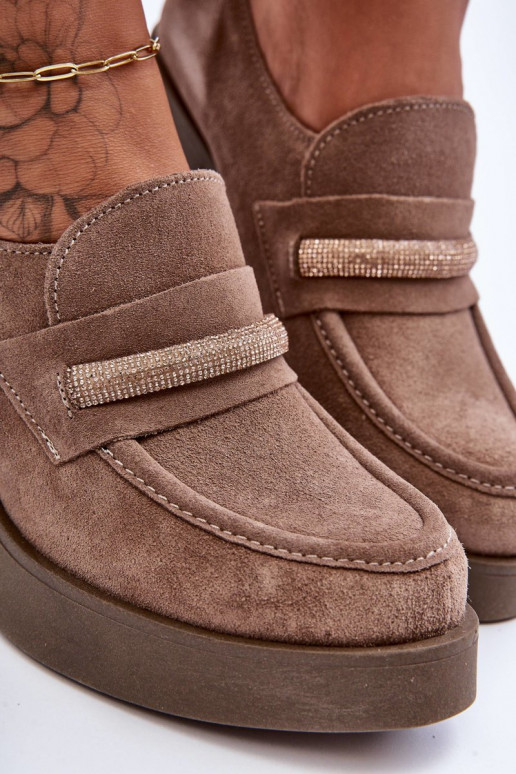 iš zomšos batai su kulniukais su ornamentais smėlio spalvos Lemar Gelanor