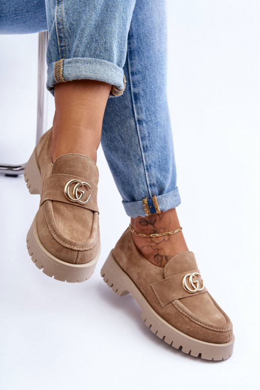 Moteriškas batai iš zomšos su ornamentais smėlio spalvos Rosefalls