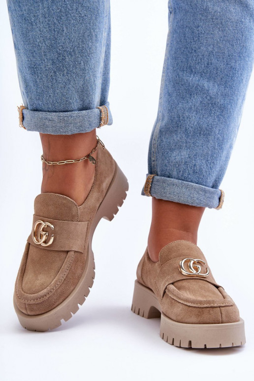 Moteriškas batai iš zomšos su ornamentais smėlio spalvos Rosefalls