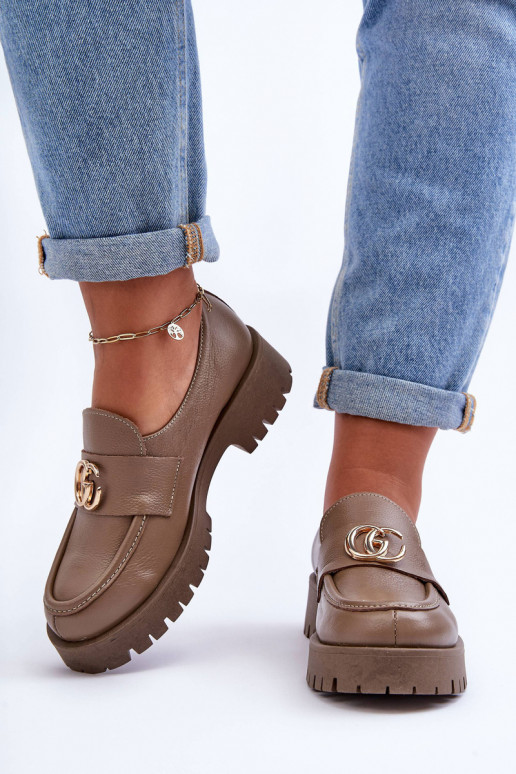 Įjungtatūralios odos batai su ornamentais smėlio spalvos Rosefalls