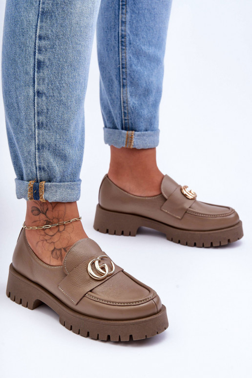 Įjungtatūralios odos batai su ornamentais smėlio spalvos Rosefalls