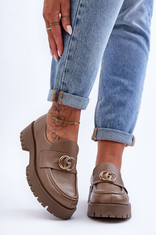 Įjungtatūralios odos batai su ornamentais smėlio spalvos Rosefalls