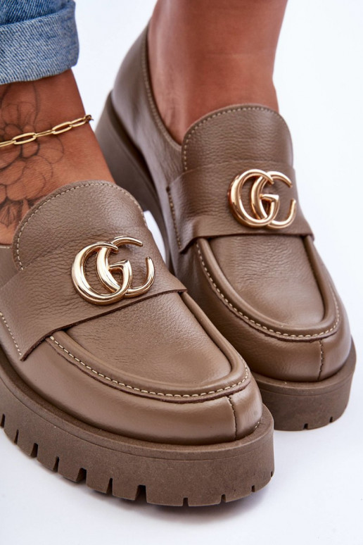 Įjungtatūralios odos batai su ornamentais smėlio spalvos Rosefalls