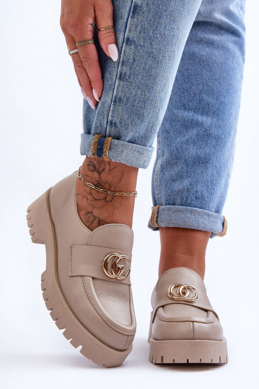 Įjungtatūralios odos batai su ornamentais smėlio spalvos Rosefalls