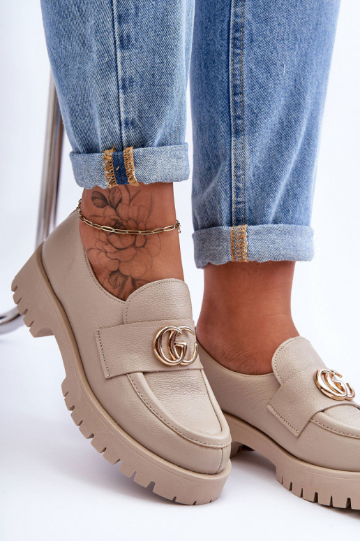 Įjungtatūralios odos batai su ornamentais smėlio spalvos Rosefalls