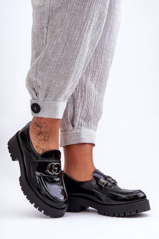 Įjungtatūralios odos batai su ornamentais juodos spalvos Rosefalls