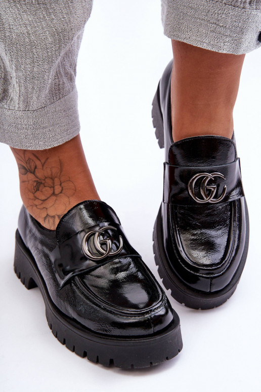 Įjungtatūralios odos batai su ornamentais juodos spalvos Rosefalls