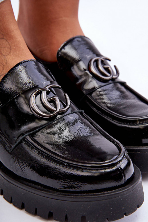 Įjungtatūralios odos batai su ornamentais juodos spalvos Rosefalls