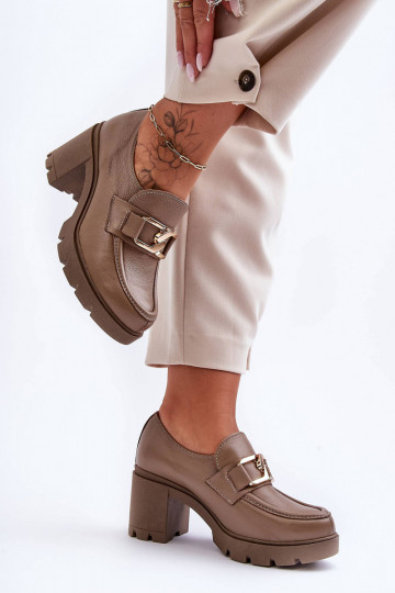 Elegantiško stiliaus batai su kulniukais su ornamentais smėlio spalvos Lemar Harmell 2