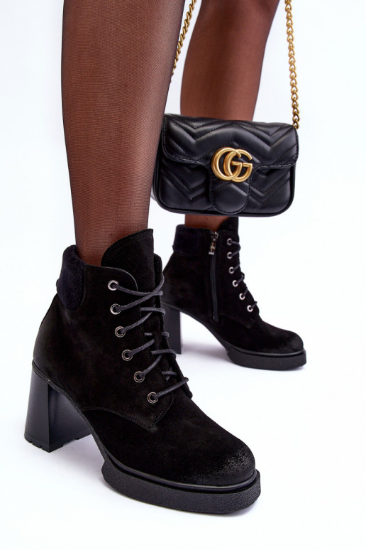 Aulinukai iš zomšos su raišteliais su kulniukais juodos spalvos Lemar Flomes