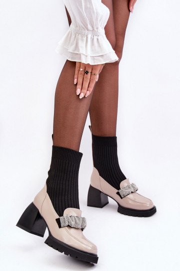 Moteriški aulinukai Iš Skarpet su kulniukais smėlio spalvos S.Barski MR870-41