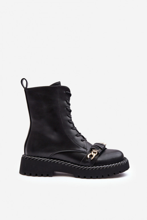 Moteriški aulinukai auliniai batai su ornamentais juodos spalvos S.Barski MR870-68 Moteriški aulinukai auliniai batai su ornamentais juodos spalvos S.Barski MR870-68