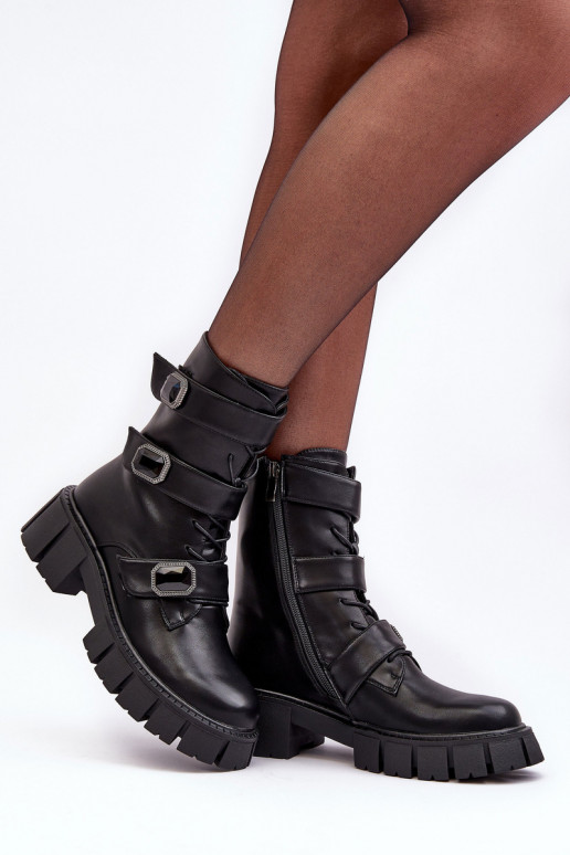 auliniai batai Moteriški natūralios odos aulinukai juodos spalvos S.Barski MR870-62