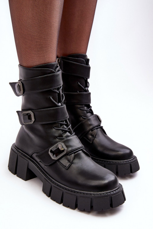 auliniai batai Moteriški natūralios odos aulinukai juodos spalvos S.Barski MR870-62