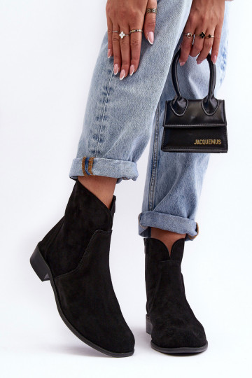 Zomšiniai batai Moteriškas su užtrauktukais juodos spalvos Nicole 2829