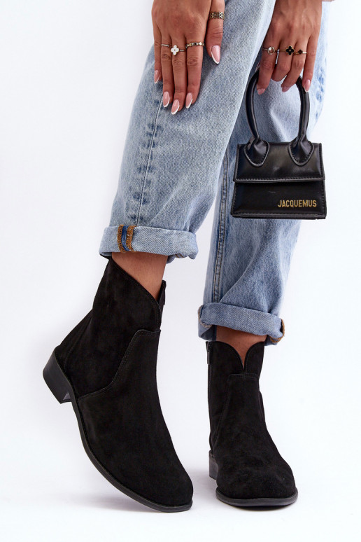 Zomšiniai batai Moteriškas su užtrauktukais juodos spalvos Nicole 2829