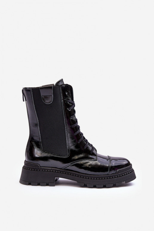 Oda Moteriškas Darbiniai kulkšnies batai su raišteliais juodos spalvos Nicole 2836