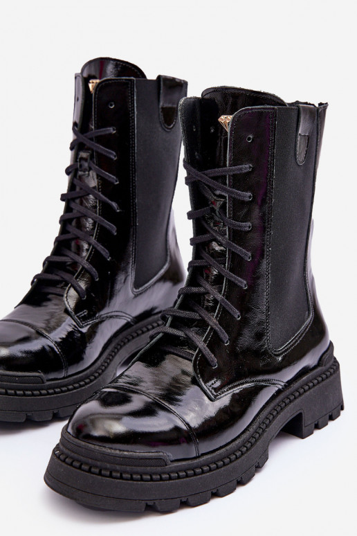 Oda Moteriškas Darbiniai kulkšnies batai su raišteliais juodos spalvos Nicole 2836