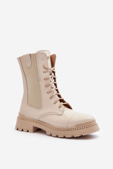 Oda Moteriškas Darbiniai kulkšnies batai su raišteliais dramblio kaulo spalvos Nicole 2836 2